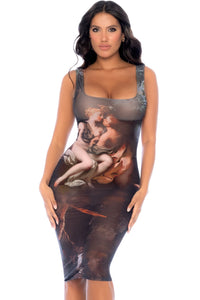 Mapale Sheer Mesh Dress with Lace Up Back in Multi  from SexyShoes.com