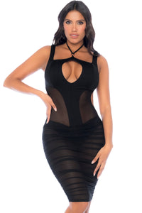 Mapale Sheer Mesh Dress with Open Back in Black  from SexyShoes.com