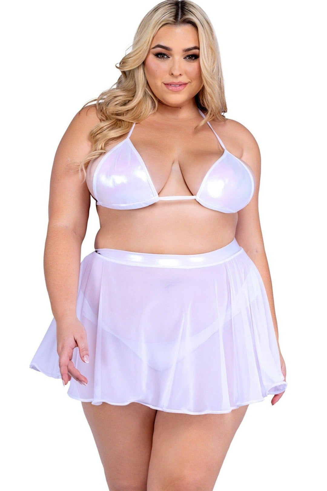 Roma Confidential Sheer Mesh Skirt in White  from SexyShoes.com