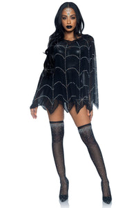 Leg Avenue Sheer Rhinestone Spiderweb Poncho in Black  from SexyShoes.com