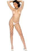 Sheer Wide Diamond Net Bodystocking