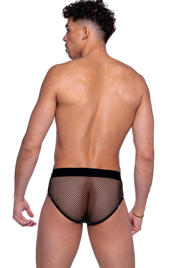Shimmer Camouflage & Fishnet Zip-Up Briefs with Stud Detail