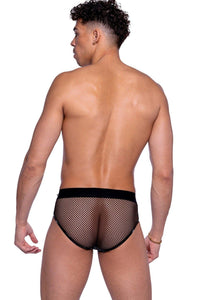 Roma Confidential Shimmer Camouflage & Fishnet Zip Up Briefs with Stud Detail in Black 