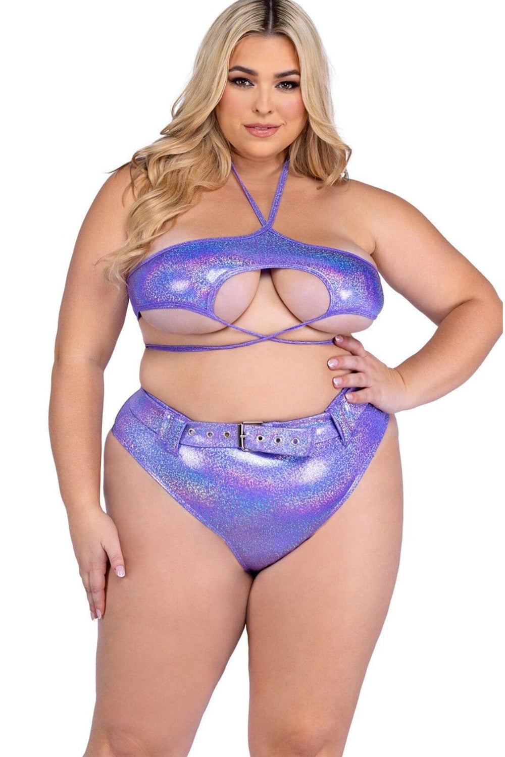 Roma Confidential High Waisted Brief w/ Belt in Purple 
