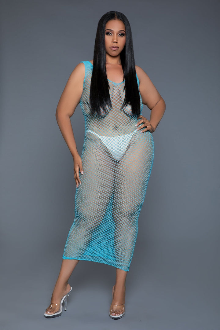 Sleeveless Fishnet Maxi Bodycon Dress