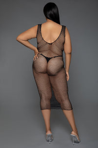 Sleeveless Fishnet Maxi Bodycon Dress-Stripper Dresses-SEXYSHOES.COM