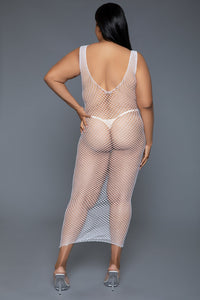 Sleeveless Fishnet Maxi Bodycon Dress-Stripper Dresses-SEXYSHOES.COM