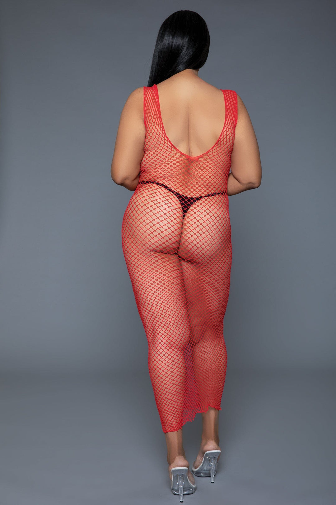 Sleeveless Fishnet Maxi Bodycon Dress-Stripper Dresses-SEXYSHOES.COM