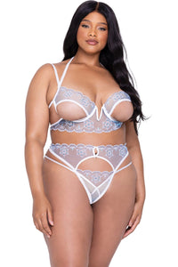 Snow Queen 3-Piece Garter Short Set-Lingerie Sets-SEXYSHOES.COM