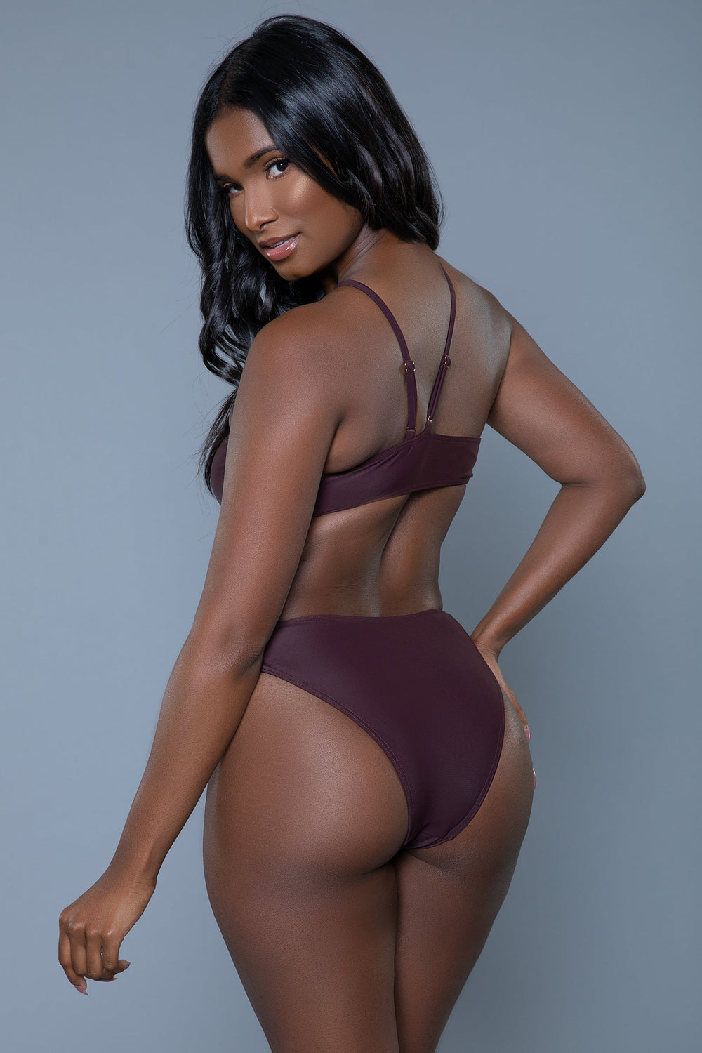BeWicked Sofia One Shoulder Cut Out 1 Piece Swimsuit in Brown 