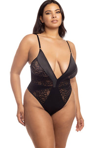 Oh La La Cheri Soft Cup Teddy With Stretch Satin Inserts in Black  from SexyShoes.com
