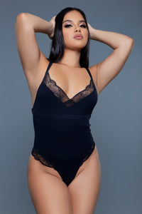 BeWicked Soft Jersey Bodysuit with Cross over Low Cut Back Detail in Black  from SexyShoes.com