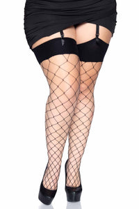 Leg Avenue Spandex Fence Net Stockings, Reinforced Toe, Wide Band Top in Black  from SexyShoes.com