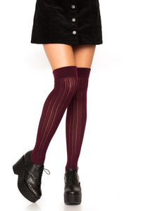 Leg Avenue Spandex Knit Knee Socks in Burgundy  from SexyShoes.com