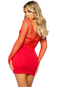 Spandex Long Sleeved Net Shirt-Casual Tops-SEXYSHOES.COM