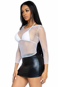 Spandex Long Sleeved Net Shirt-Casual Tops-SEXYSHOES.COM