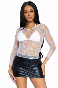 Leg Avenue Spandex Long Sleeved Net Shirt in White  from SexyShoes.com