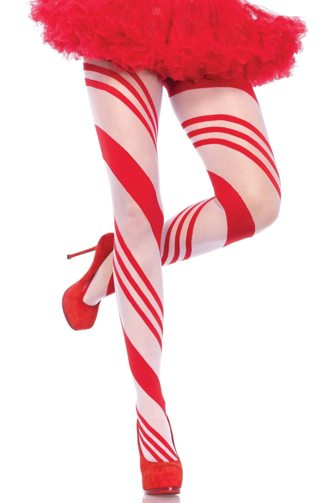 Leg Avenue Spandex Sheer Candy Striped Pantyhose in Red  from SexyShoes.com