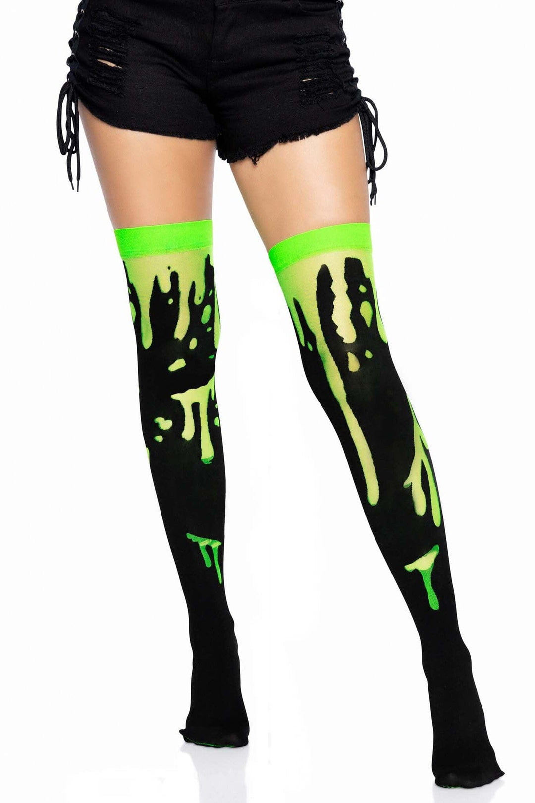 Leg Avenue Splatter Thigh Highs in Green  from SexyShoes.com