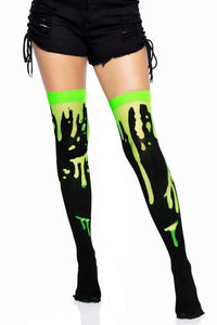 Leg Avenue Splatter Thigh Highs in Green  from SexyShoes.com