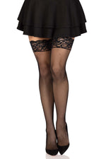 Stay Up Lace Top Micro Net Thigh Highs