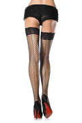 Stay-Up Lycra Industrial Lace Top Thigh Highs With Back Seam