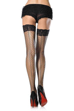 Stay-Up Lycra Industrial Lace Top Thigh Highs With Back Seam