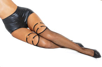 Stocking With Straps And Metal Ring Detail-Thigh High Hosiery-SEXYSHOES.COM
