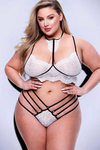 Baci Lingerie Strappy Lace Bra & Panty Set in Black  from SexyShoes.com