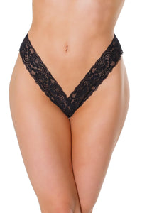 Coquette Stretch Lace High Cut Thong in Black  from SexyShoes.com