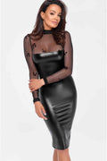 Sublime Wetlook And Flocked Mesh Mini Dress