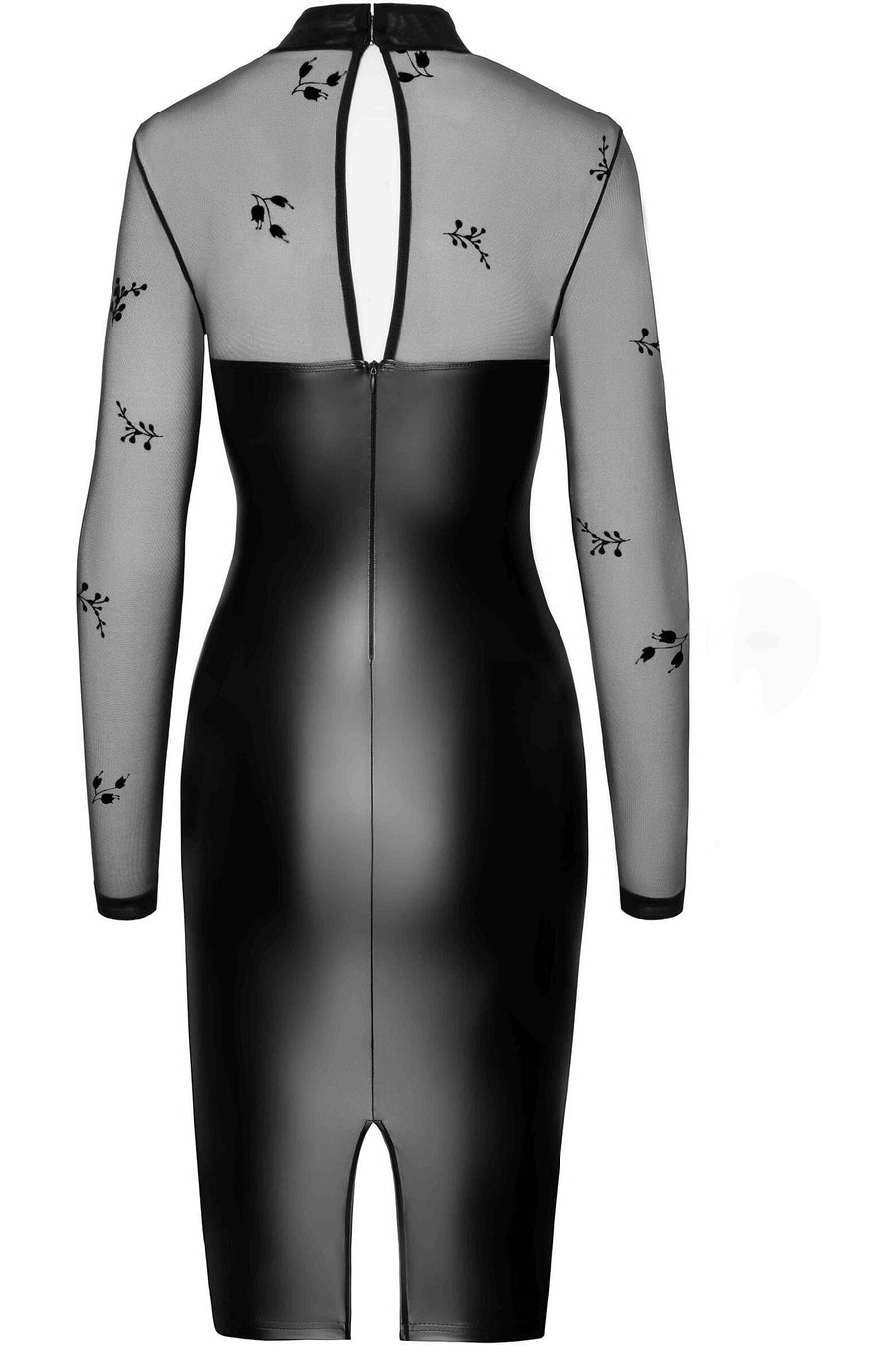 Noir Handmade Sublime Wetlook And Flocked Mesh Mini Dress in Black 