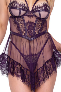 Roma Confidential Sugar Plum Babydoll 2 Piece Set in Purple 