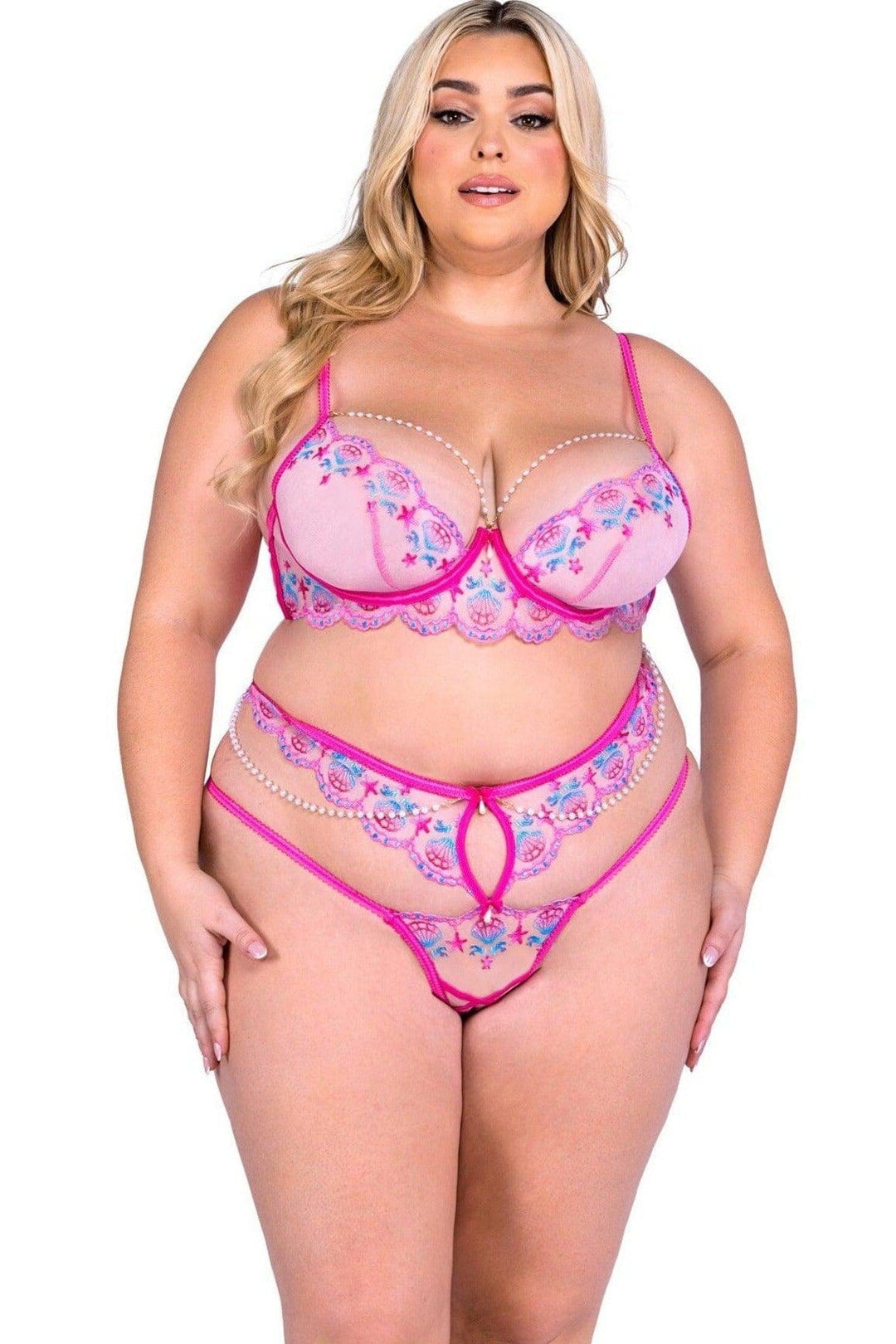Roma Confidential 2 Piece Bra Set Plus Size in Fuchsia  from SexyShoes.com