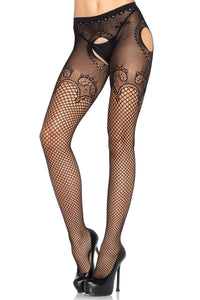 Leg Avenue Suspender Hose With Duchess Lace Top Accent in Black  from SexyShoes.com