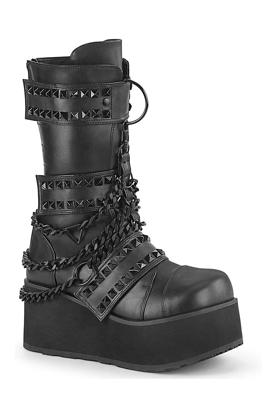TRASHVILLE-138 Black Vegan Leather Knee boot