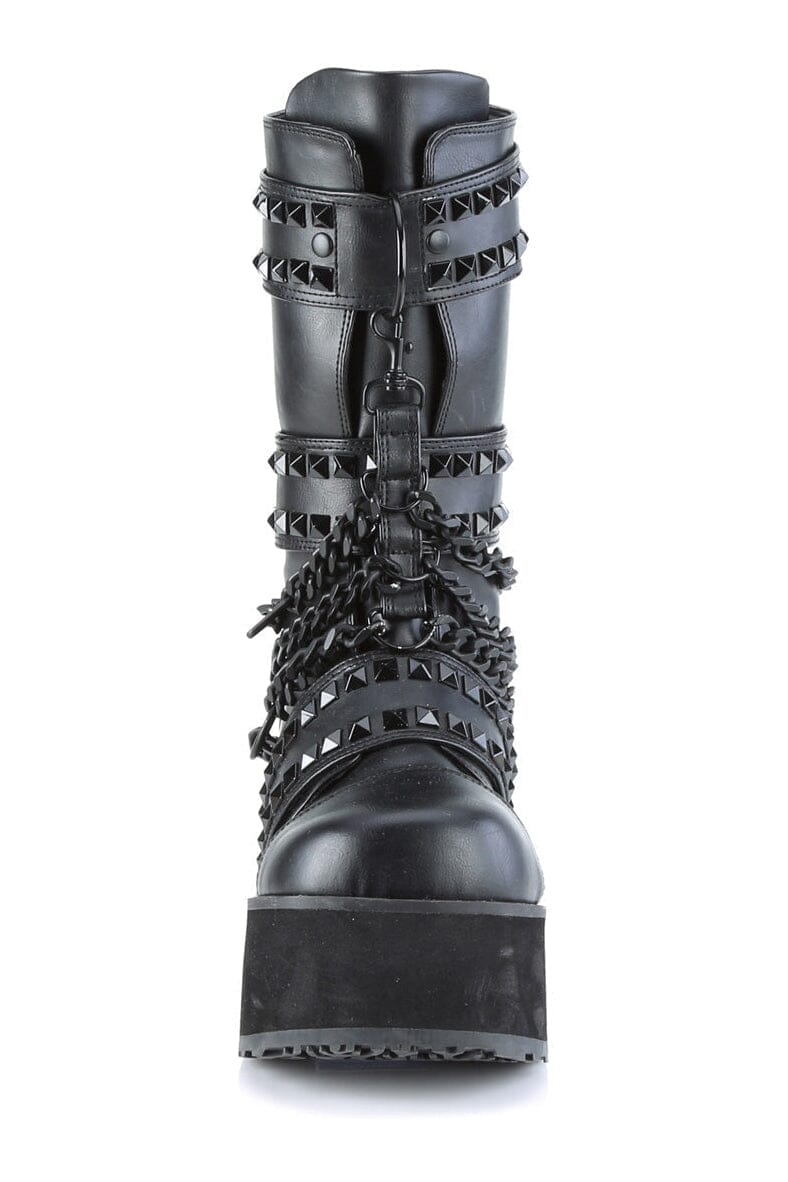 TRASHVILLE-138 Black Vegan Leather Knee boot