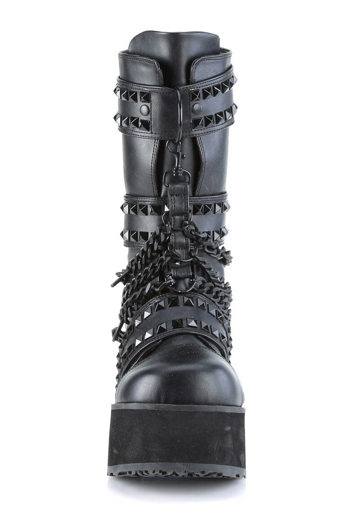 TRASHVILLE-138 Black Vegan Leather Knee boot