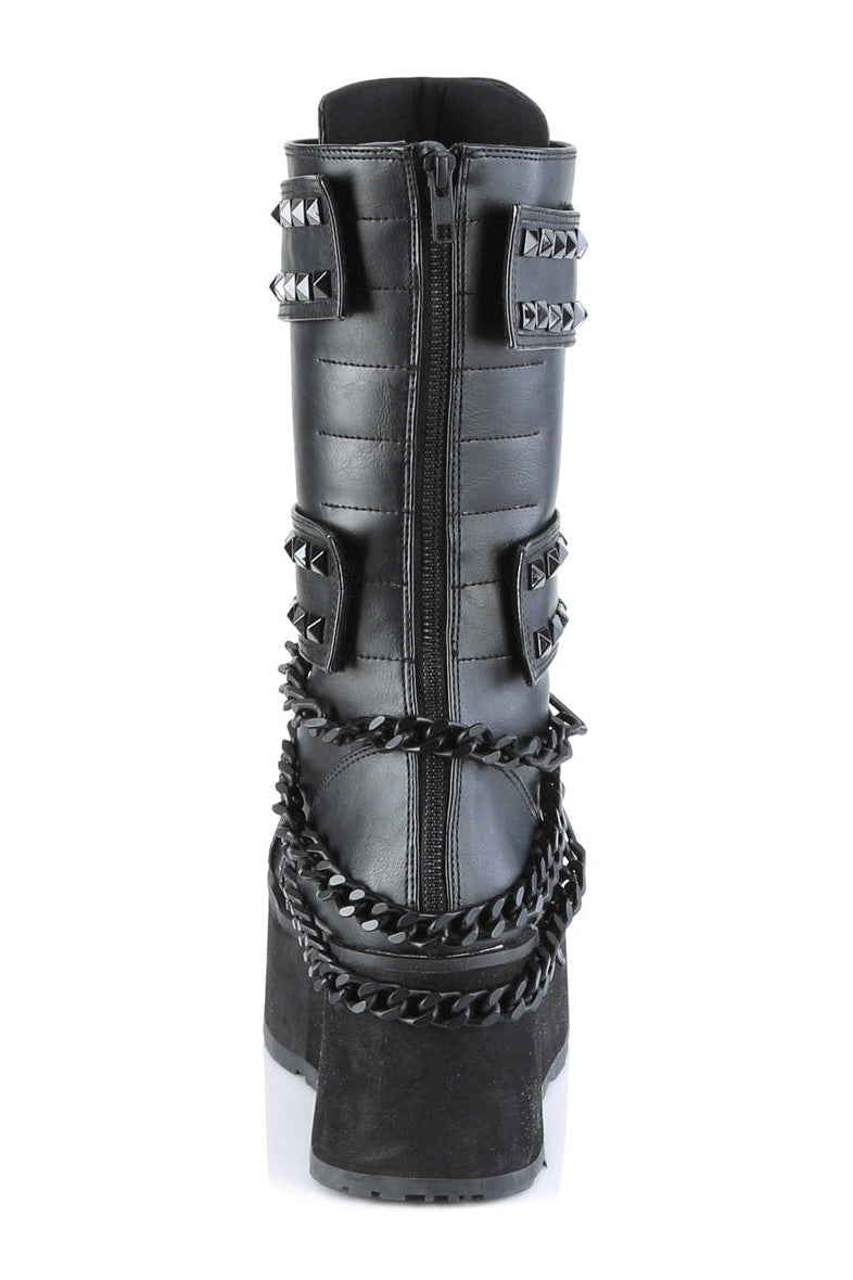 TRASHVILLE-138 Black Vegan Leather Knee boot