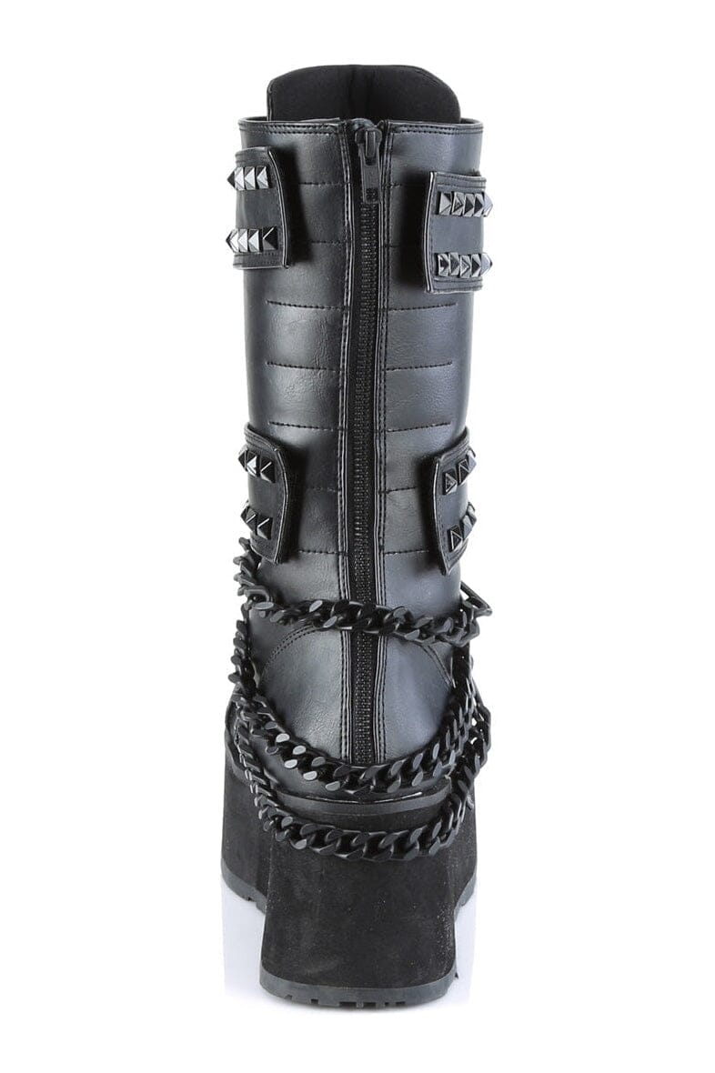 Demonia TRASHVILLE-138 Black Vegan Leather Knee boot in Black Vegan Leather