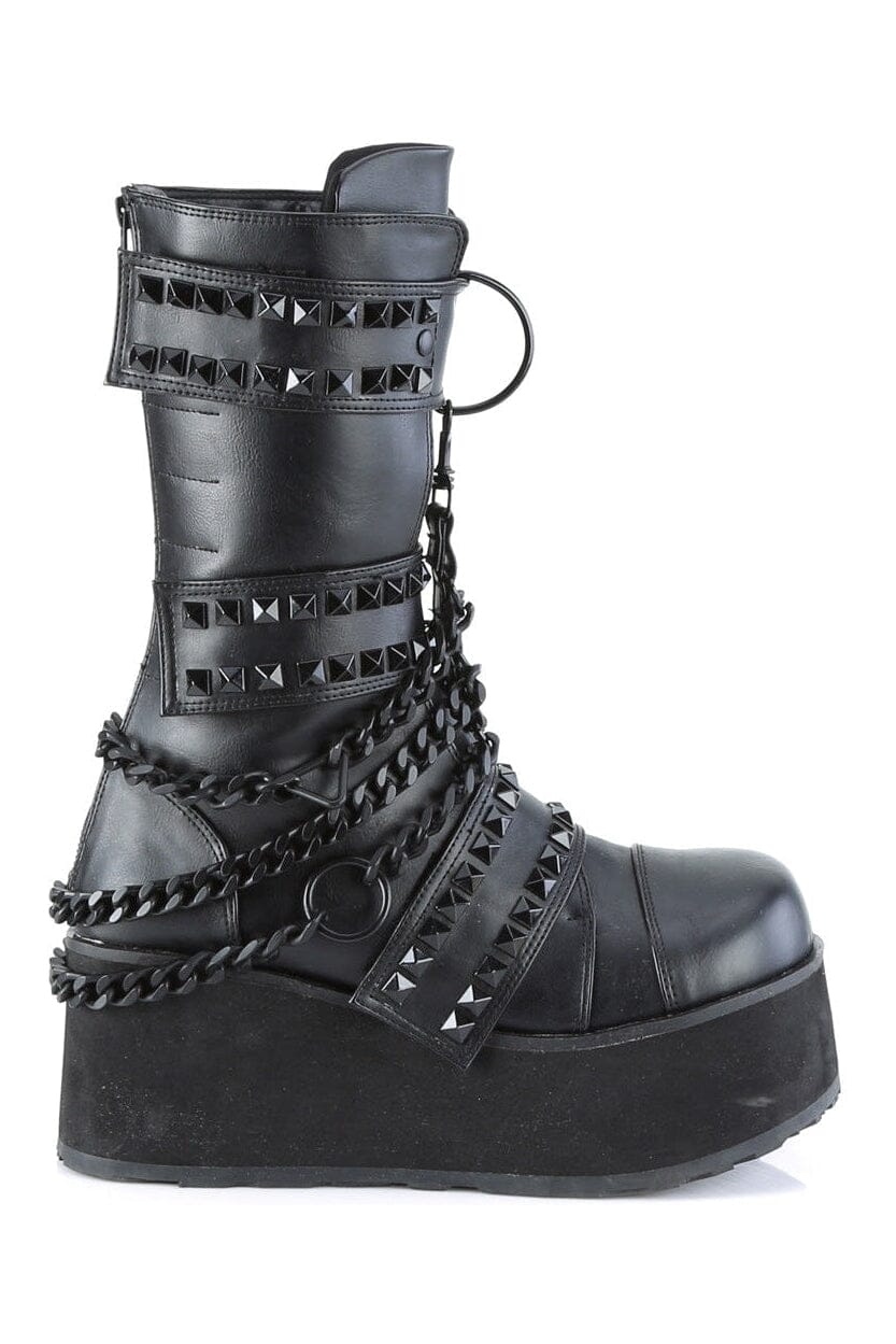 Demonia TRASHVILLE-138 Black Vegan Leather Knee boot in Black Vegan Leather