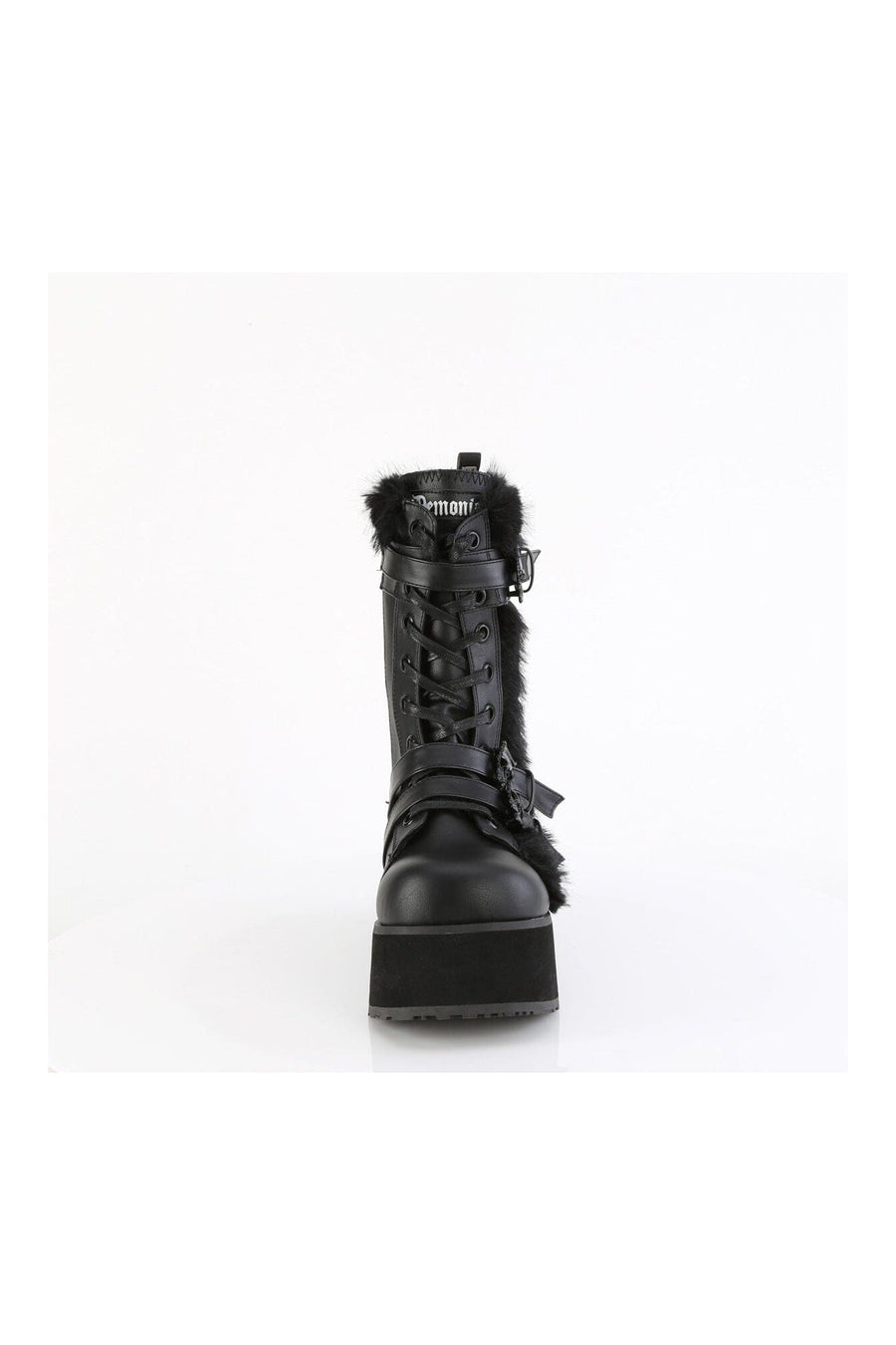 Demonia TRASHVILLE-218 Black Vegan Leather Knee boot in Black Vegan Leather
