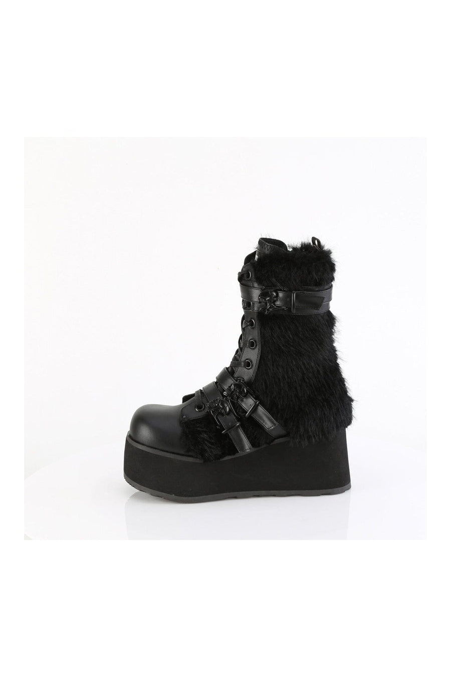 Demonia TRASHVILLE-218 Black Vegan Leather Knee boot in Black Vegan Leather