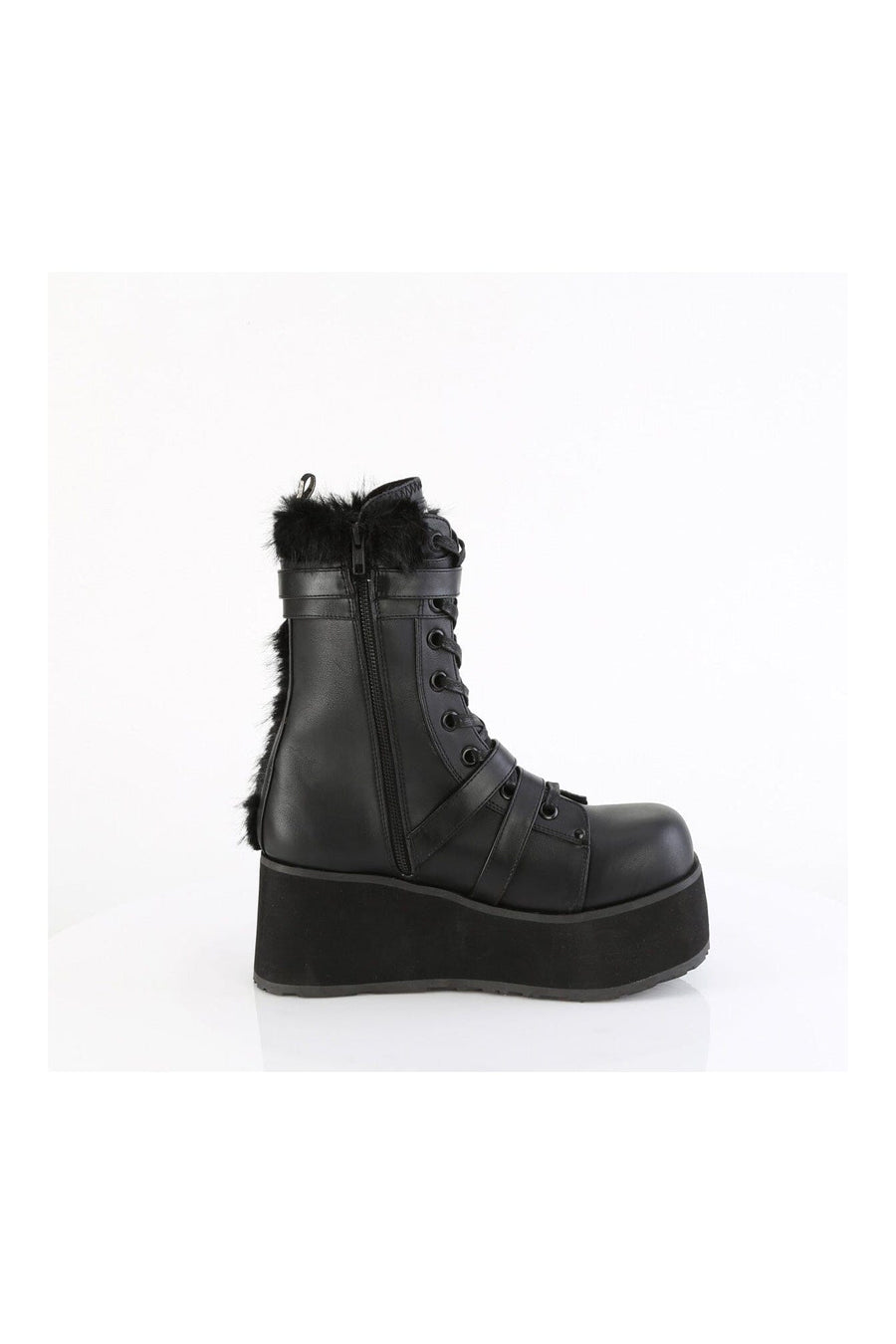 Demonia TRASHVILLE-218 Black Vegan Leather Knee boot in Black Vegan Leather