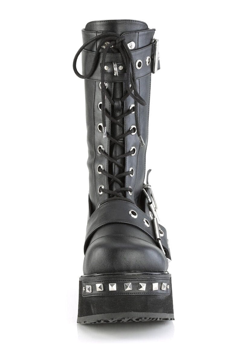 Demonia TRASHVILLE-250 Black Vegan Leather Knee boot in Black Vegan Leather
