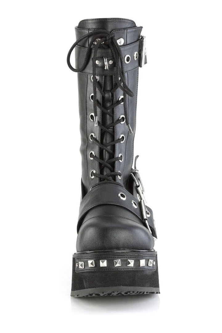 TRASHVILLE-250 Black Vegan Leather Knee boot