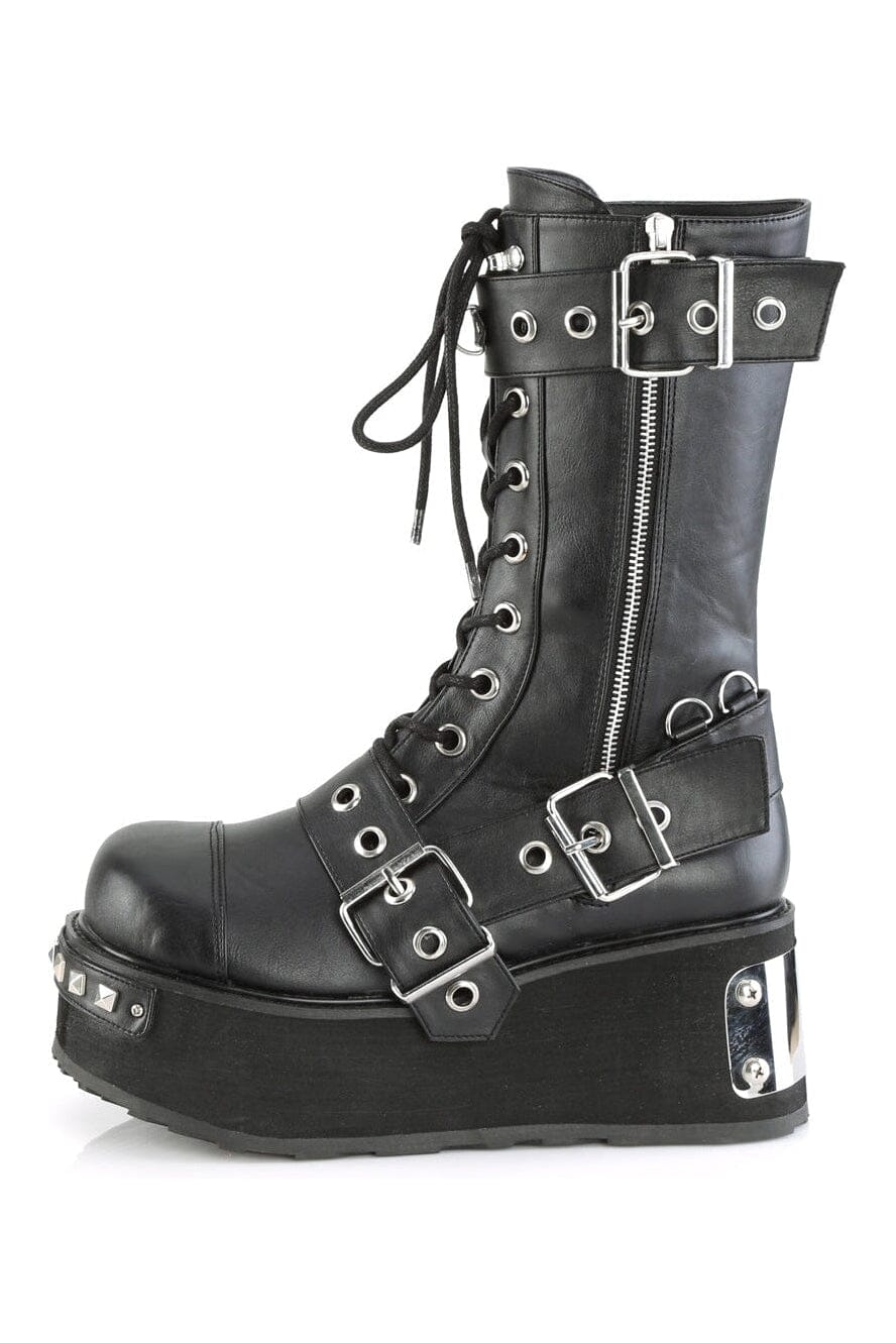 Demonia TRASHVILLE-250 Black Vegan Leather Knee boot in Black Vegan Leather