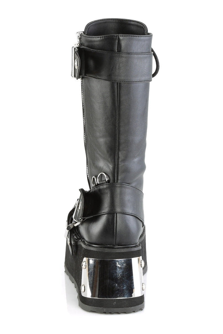 TRASHVILLE-250 Black Vegan Leather Knee boot