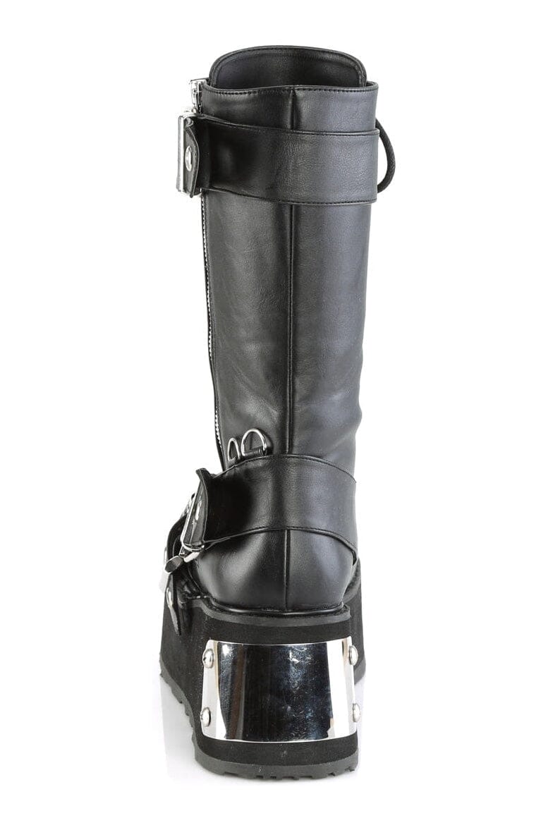 Demonia TRASHVILLE-250 Black Vegan Leather Knee boot in Black Vegan Leather
