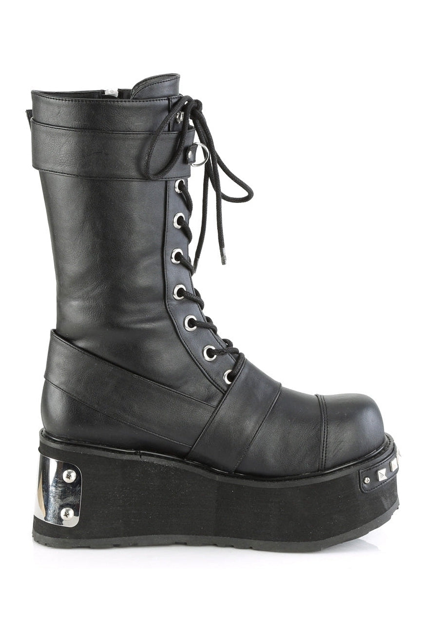 TRASHVILLE-250 Black Vegan Leather Knee boot